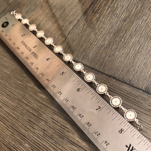 Vintage Sterling Silver Filigree Circle Bracelet, Madalia Disc Pattern - Picture 7 of 14